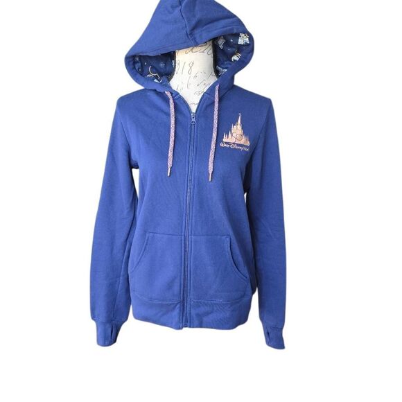 Disney Tops - Disney Women's Size Medium Navy Rose Gold 50th Anniversary Graphic Hoodie